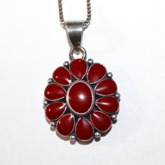 Jewelry - Sterling Silver Red Resin Necklace